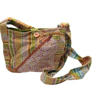 Handmade Patchwork Cloth Purse Yellow Orange Paisley Crossbody Hippie Boho